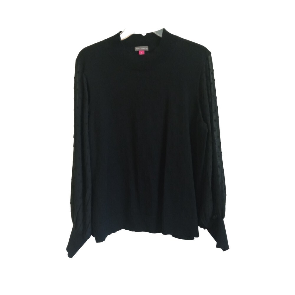 Vince‎ Camuto Black mesh arm with polka dots sweater